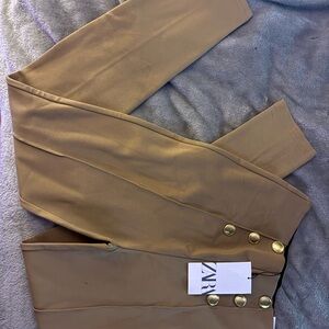 Zara Camel Trousers with Metallic Buttons